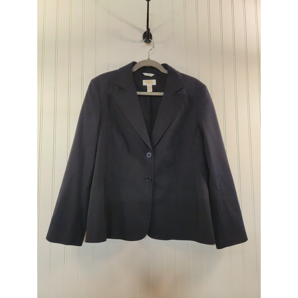 Vintage Talbots Women's Navy Cotton Stretch Blazer Size 12P Classic Career